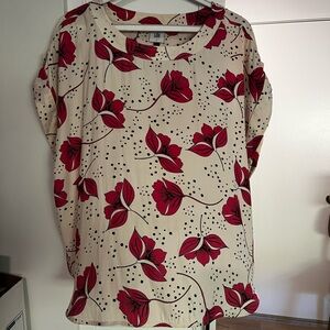 Cabi Floral Print Women's Top - Red and Cream